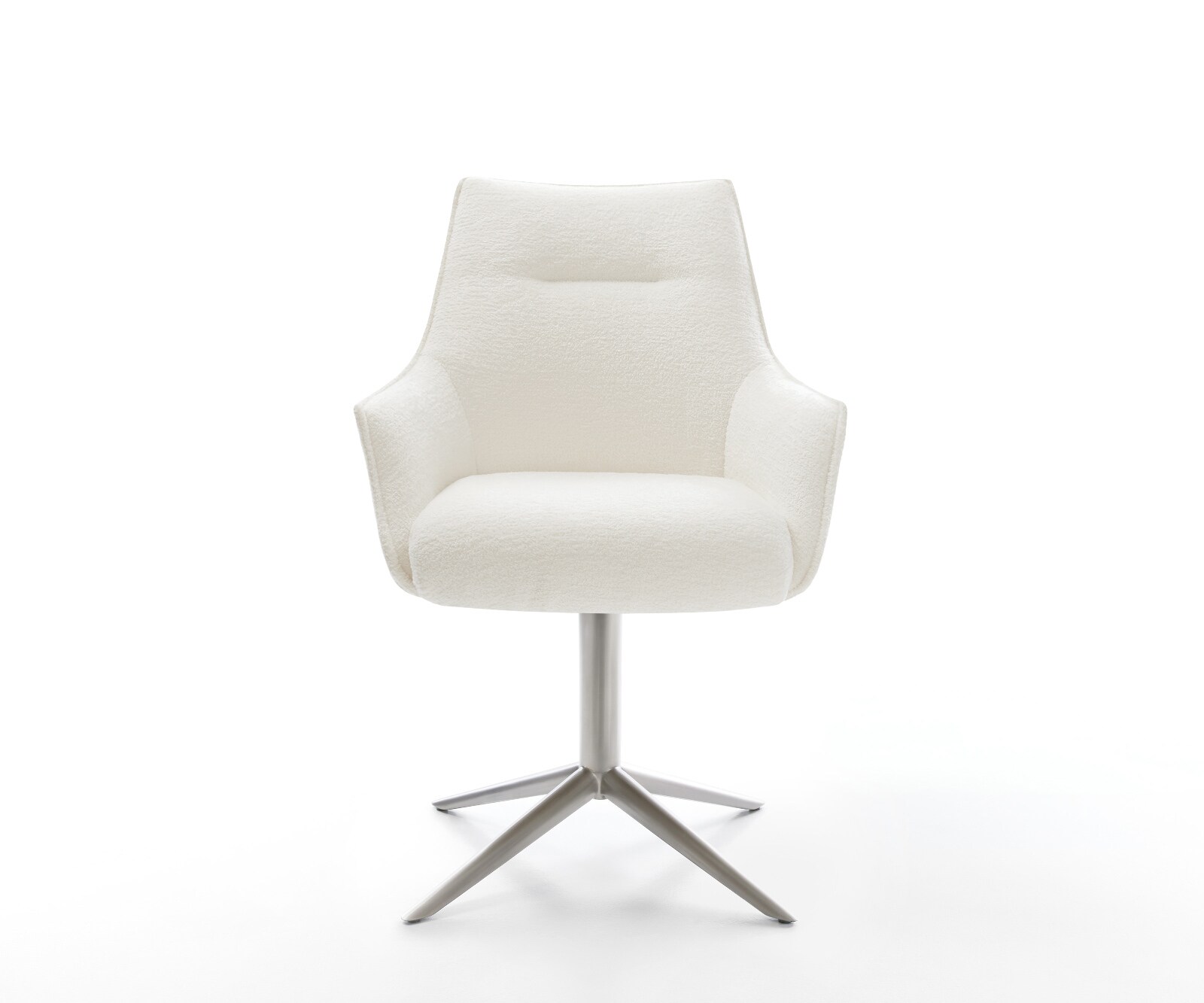 Въртящ се стол Alja-Flex с подлакътници Bouclé Soft Beige Основа от неръждаема стомана Завъртане на 360° Люлееща се функция Ядро от джобни пружини 2