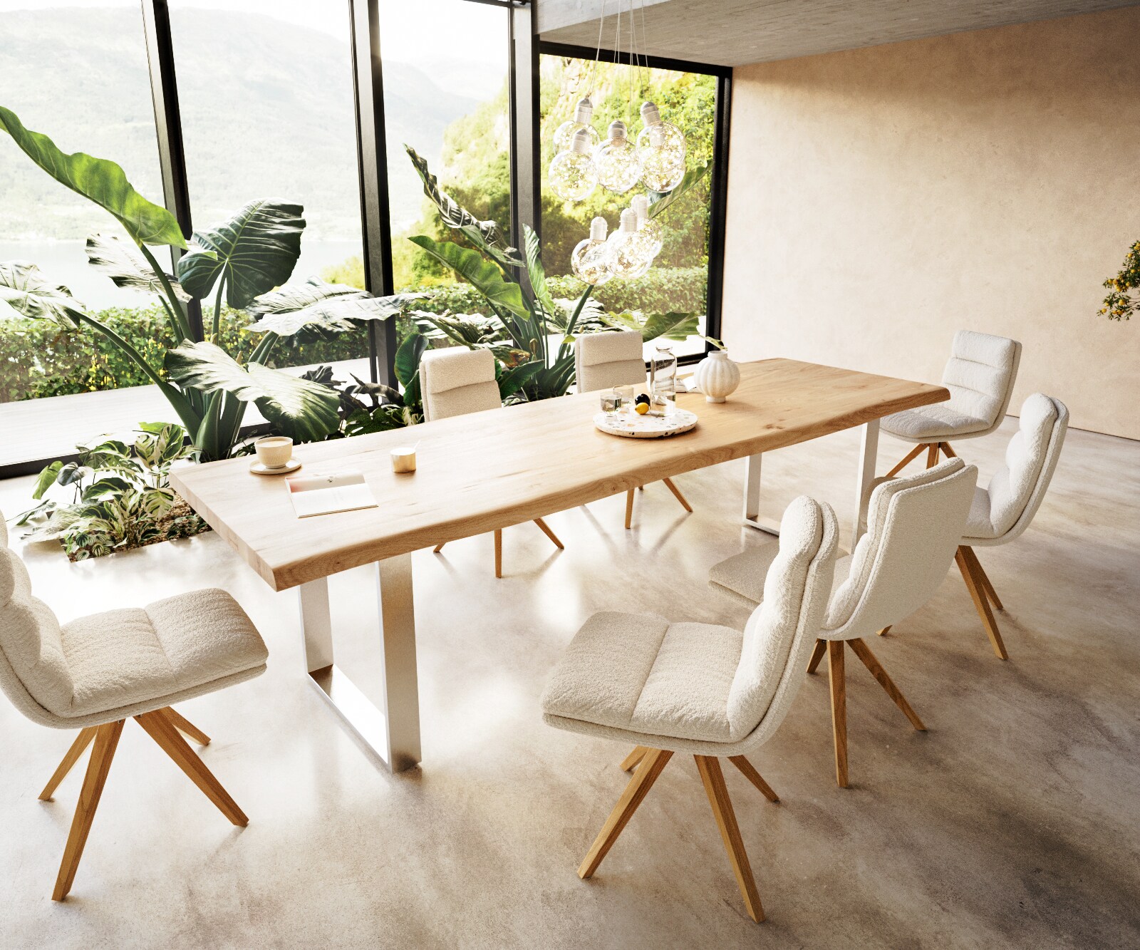 Маса 300x100 Дъб Натурал Неръждаема стомана Тесен профил Edge 6