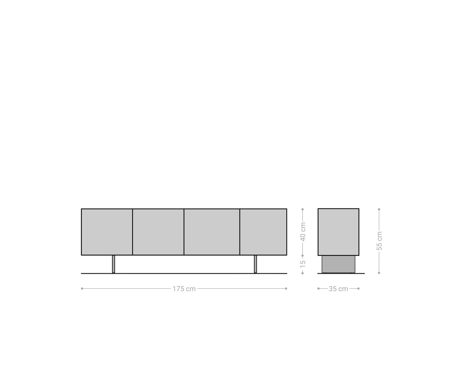 ТВ шкаф 175 cm 4 Врати Акация Натурал Крак висящ Метал Черен Puzzle 5 ТВ шкаф 175 cm 4 Врати Акация Натурал Крак висящ Метал Черен Puzzle 5