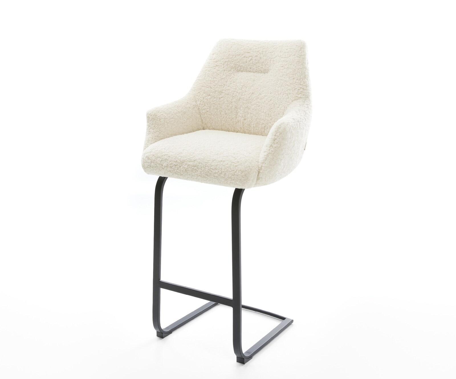 Бар стол Alja-Flex teddy плат бежов, метална, плоска, конзолна основа в черно, джоб пружина сърцевина 1