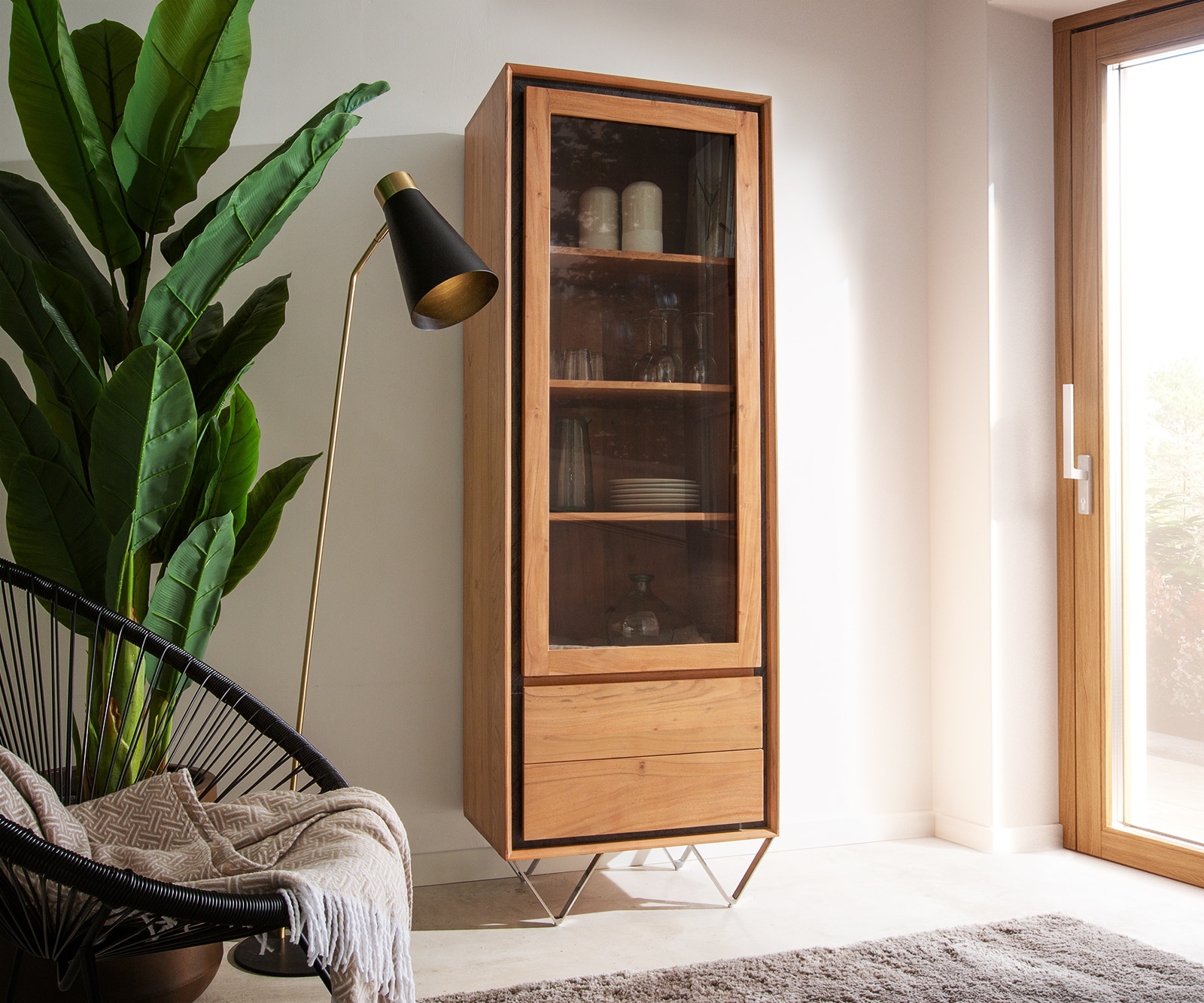 55x180 Акация Натурал 1 Врата 2 Чекмеджета каменен фурнир V-Крак Stonegrace  55x180 Акация Натурал 1 Врата 2 Чекмеджета каменен фурнир V-Крак Stonegrace