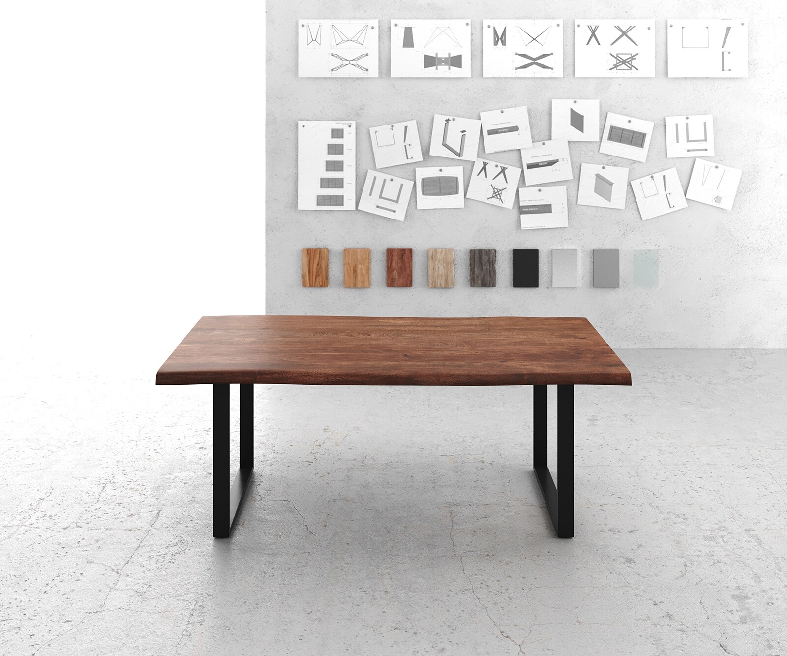 Маса 200x100 XL Акация Кафяв Метал Черен Edge 1 Маса 200x100 XL Акация Кафяв Метал Черен Edge 1