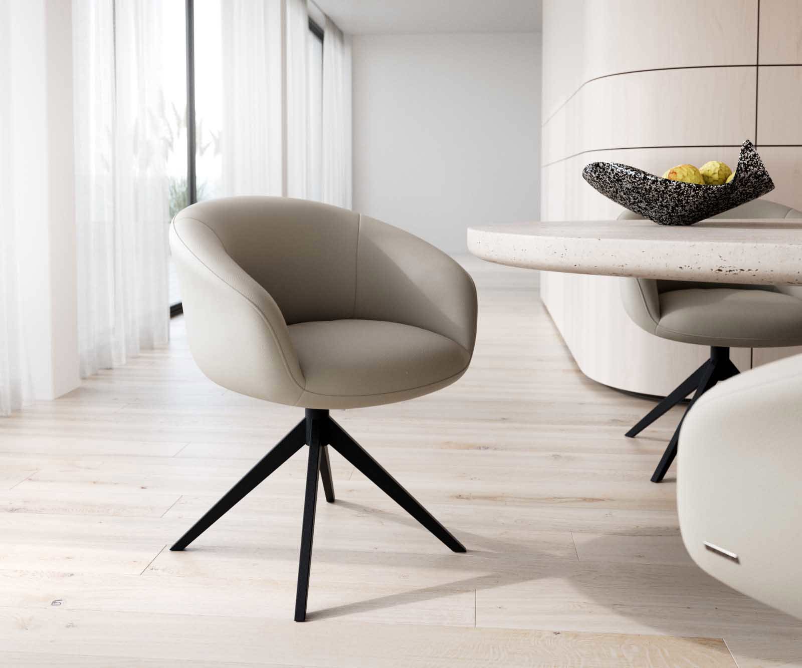 Врътящ се стол с подлакътници Естествена кожа Сиво-Кафяв Конус крак плосък Черен 360° въртящ се Покет пружина Vinka-Flex Врътящ се стол с подлакътници Естествена кожа Сиво-Кафяв Конус крак плосък Черен 360° въртящ се Покет пружина Vinka-Flex