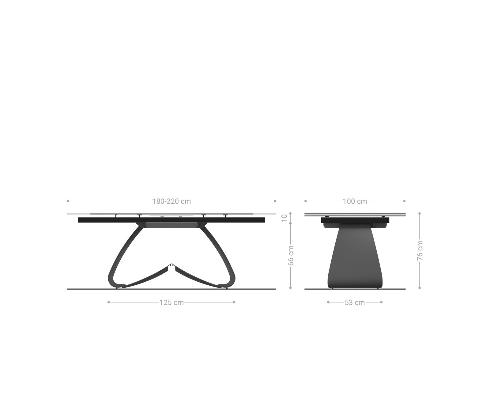 Маса 180-220x100 РелефноСтъкло ОпушеноЧерен 3D-Design W-Рамка Ефектенфиниш Titan разтегателна Edge 6