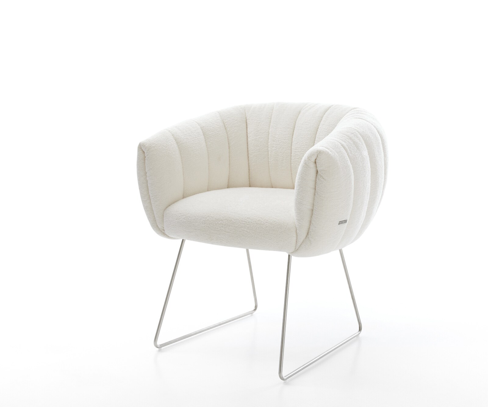 Трапезен стол Jada-Flex Букле, Soft Beige Основа от неръждаема стомана с джобни пружини