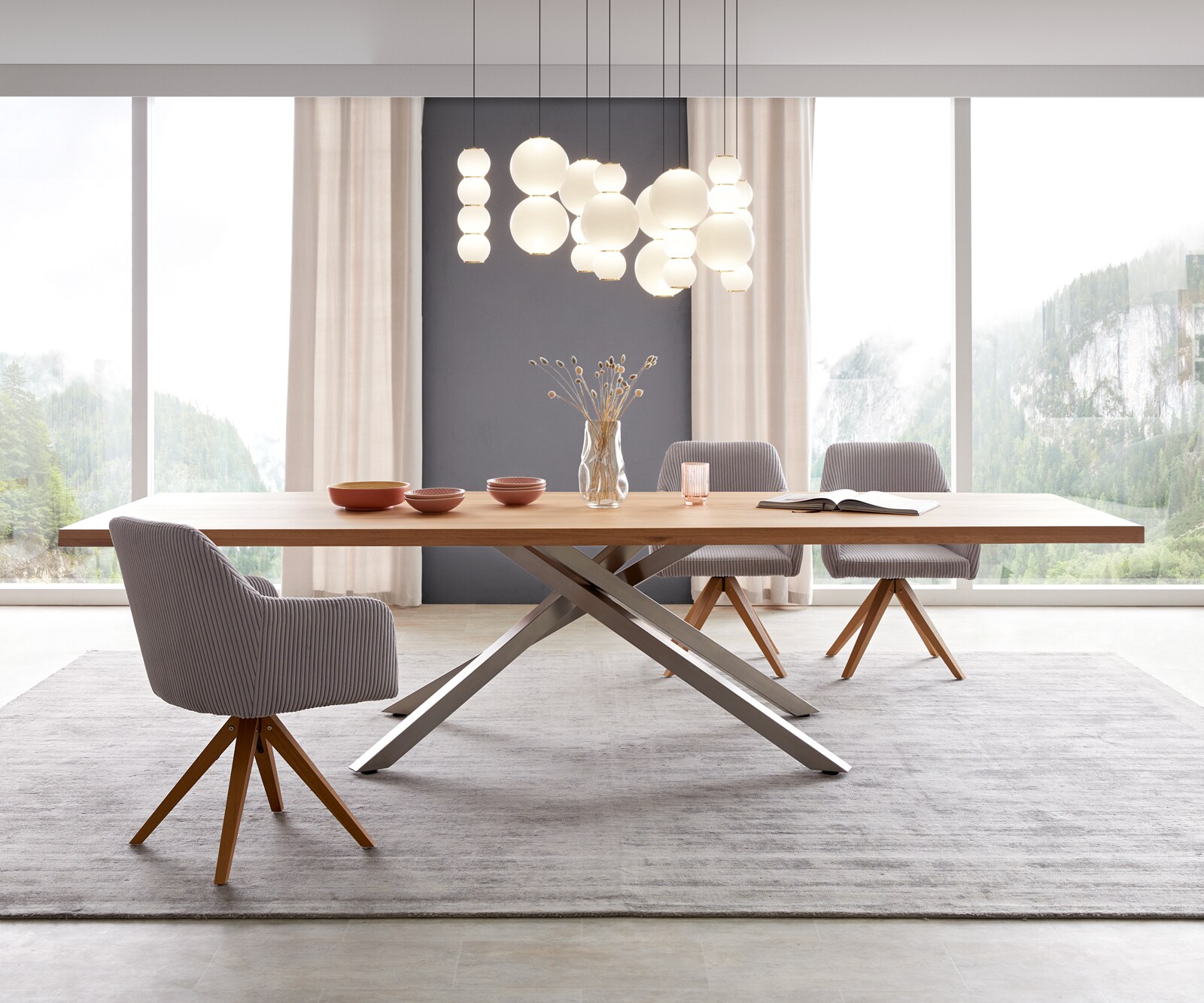 Маса 300x100 Дъб Натурал КръстРамка Правоъгълник Неръждаема стомана Edge 1