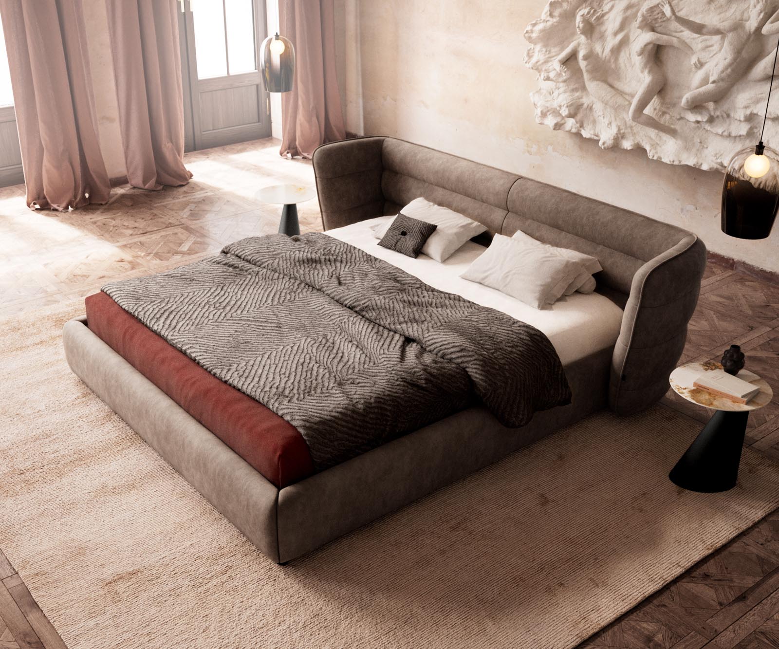 Тапицирана основа за легло Simea 180x200 cm от микрофибър сив реколта 3 Тапицирана основа за легло Simea 180x200 cm от микрофибър сив реколта 3