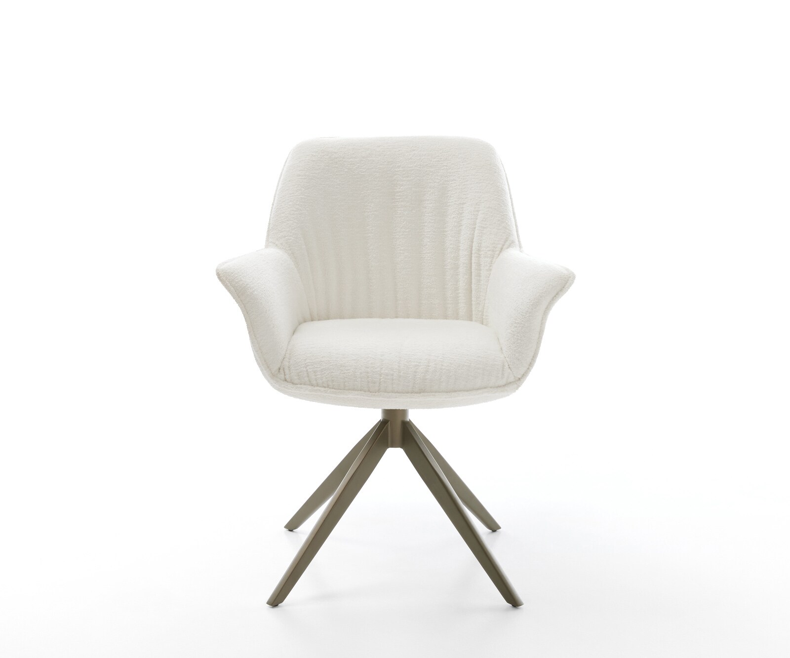 Въртящ се стол Keila-Flex с подлакътници Bouclé Soft Beige Кръстосана рамка широка Ефектно покритие Titanium 360° въртене Люлееща се функция 2