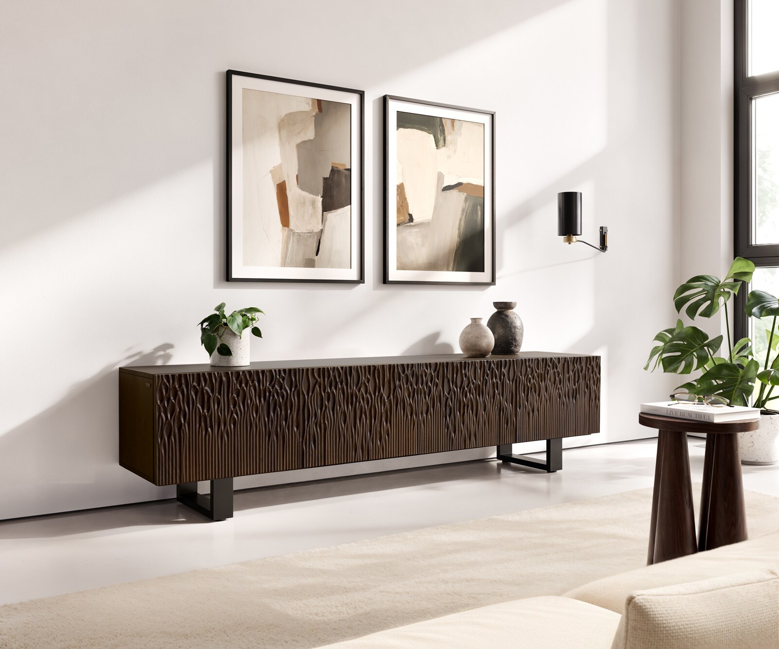 Lowboard Follia 200 cm Mango Braun 4 Türen 1