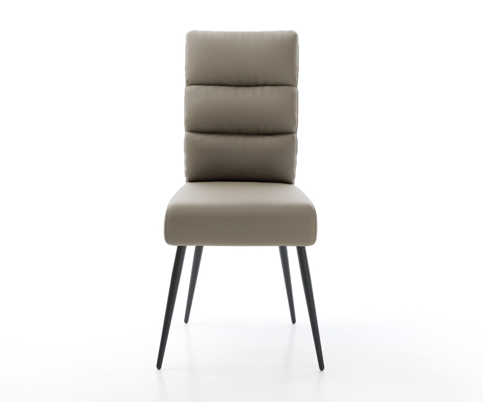 Трапезен стол Естествена кожа Сиво-Кафяв 4 крака конични Черен  Покет пружина Pela-Flex 2