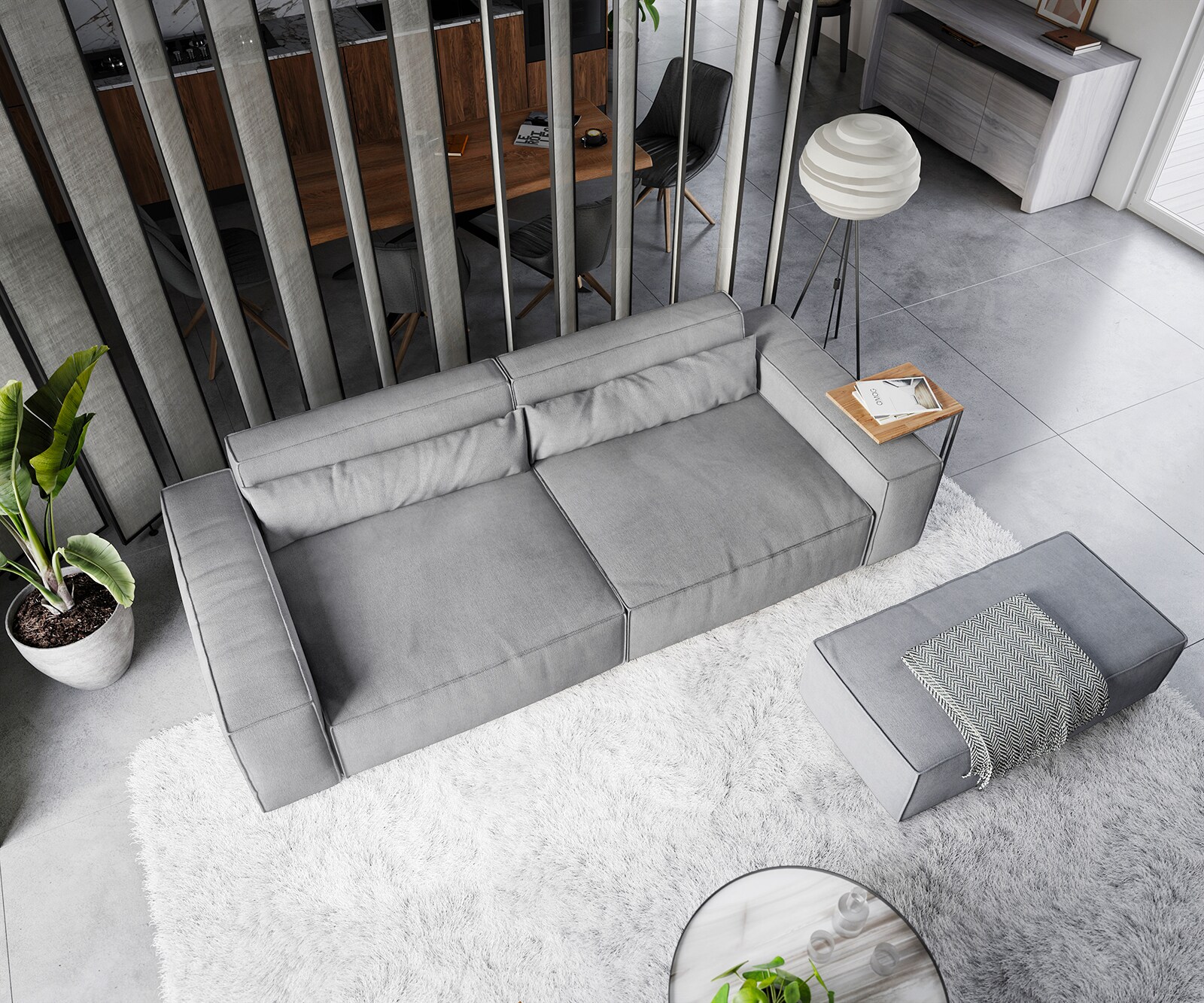 Голям диван XL 270x130 cm Микрофибър Сиво с табуретка Sirpio 4