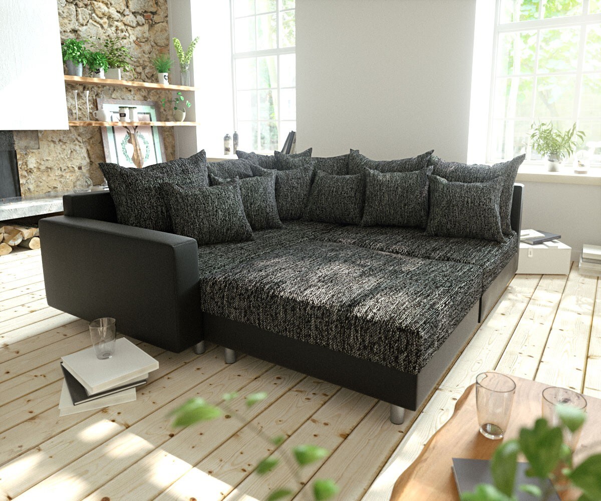 Ъглов диван Кафяв античен вид модулна лежанка дясна Clovis