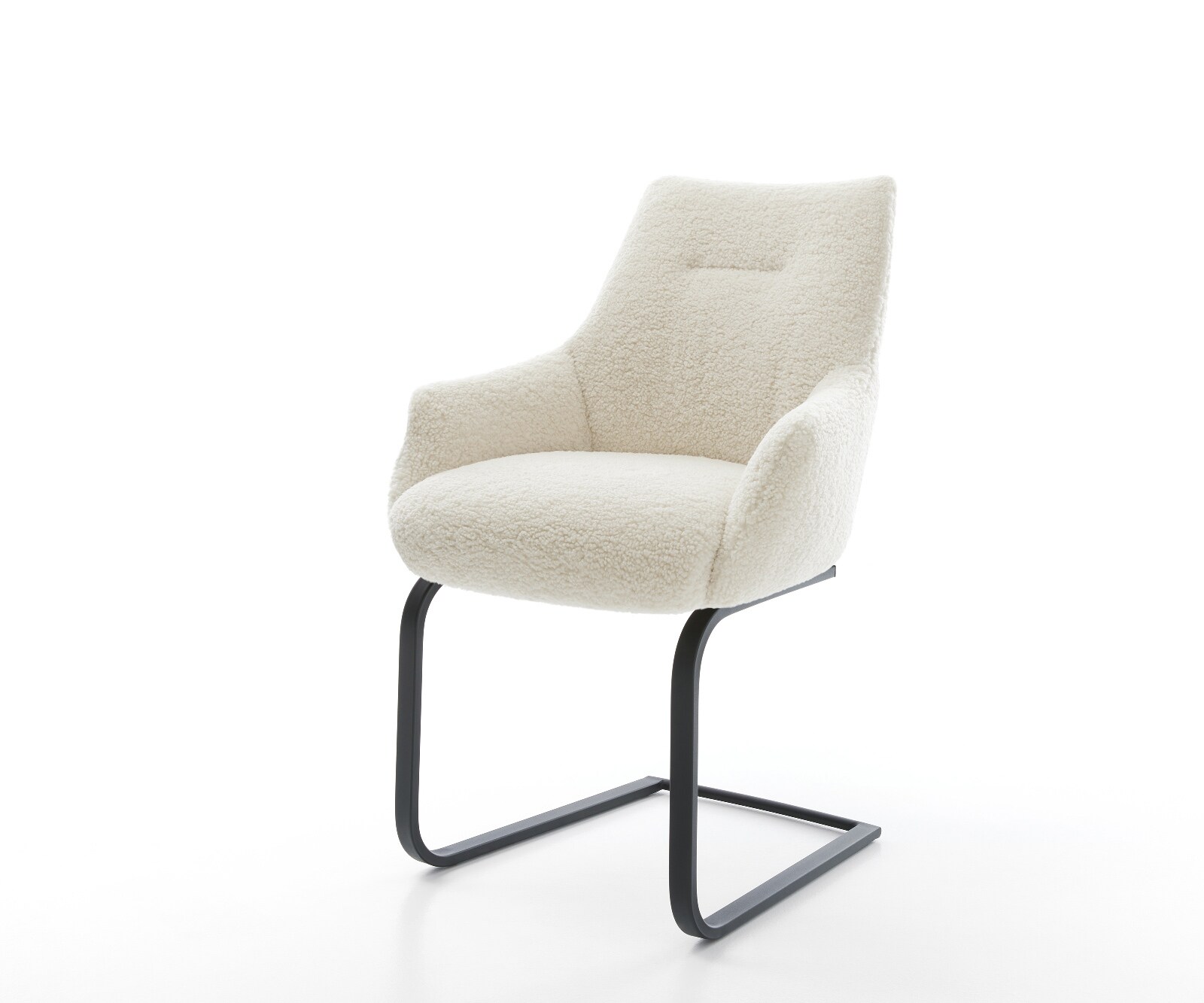 Стол с конзола Alja-Flex с подлакътници Teddy плат Бежов стол с конзола плосък Черна сърцевина с джобни пружини 1