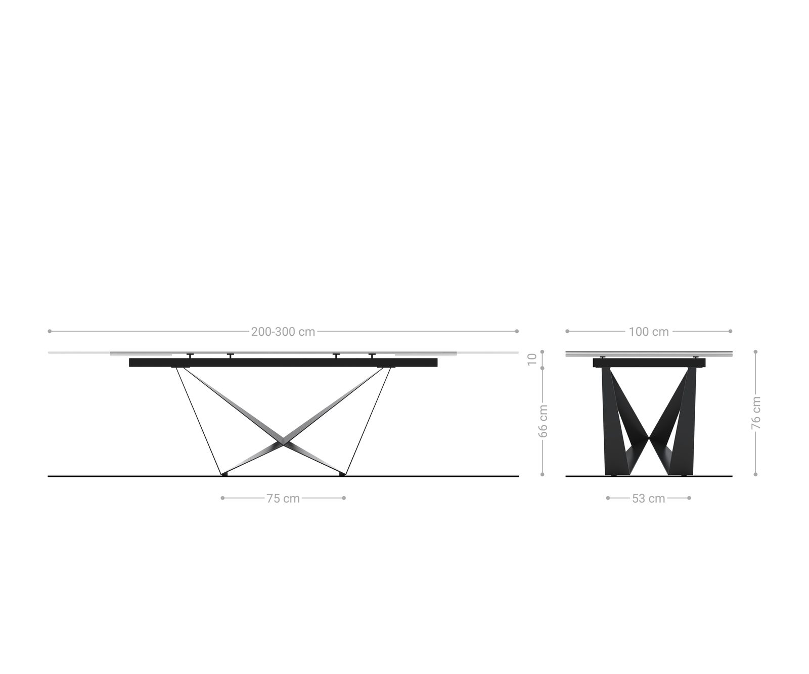 Маса 200-300x100 Keramik Laminam®Noir Desir Кафяв Spider плоска стомана Черен разтегателна Edge 10