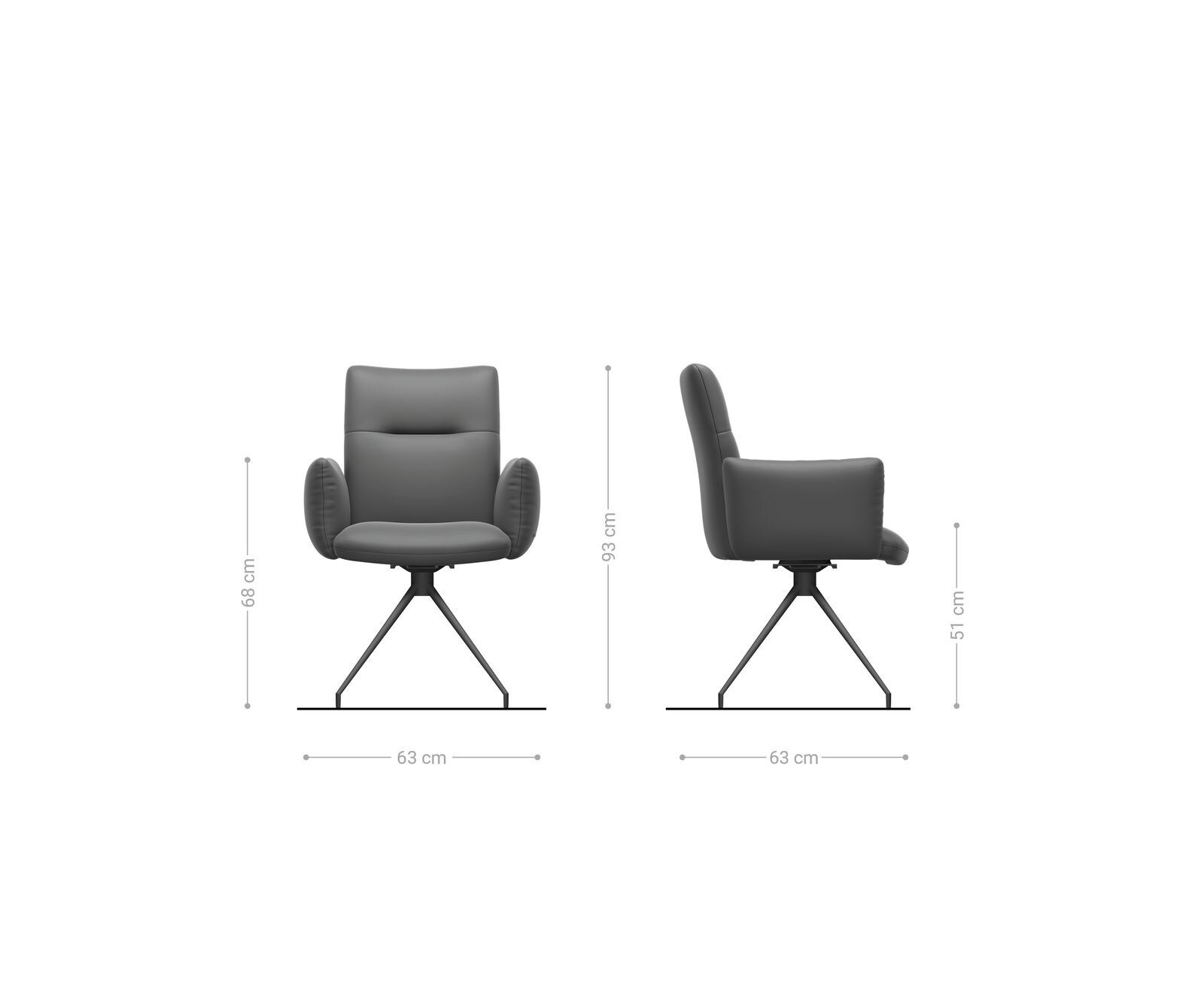 Врътящ се стол с подлакътници Естествена кожа Черен Конус крак кръгъл Черен 180° въртящ се Покет пружина Jova-Flex 6