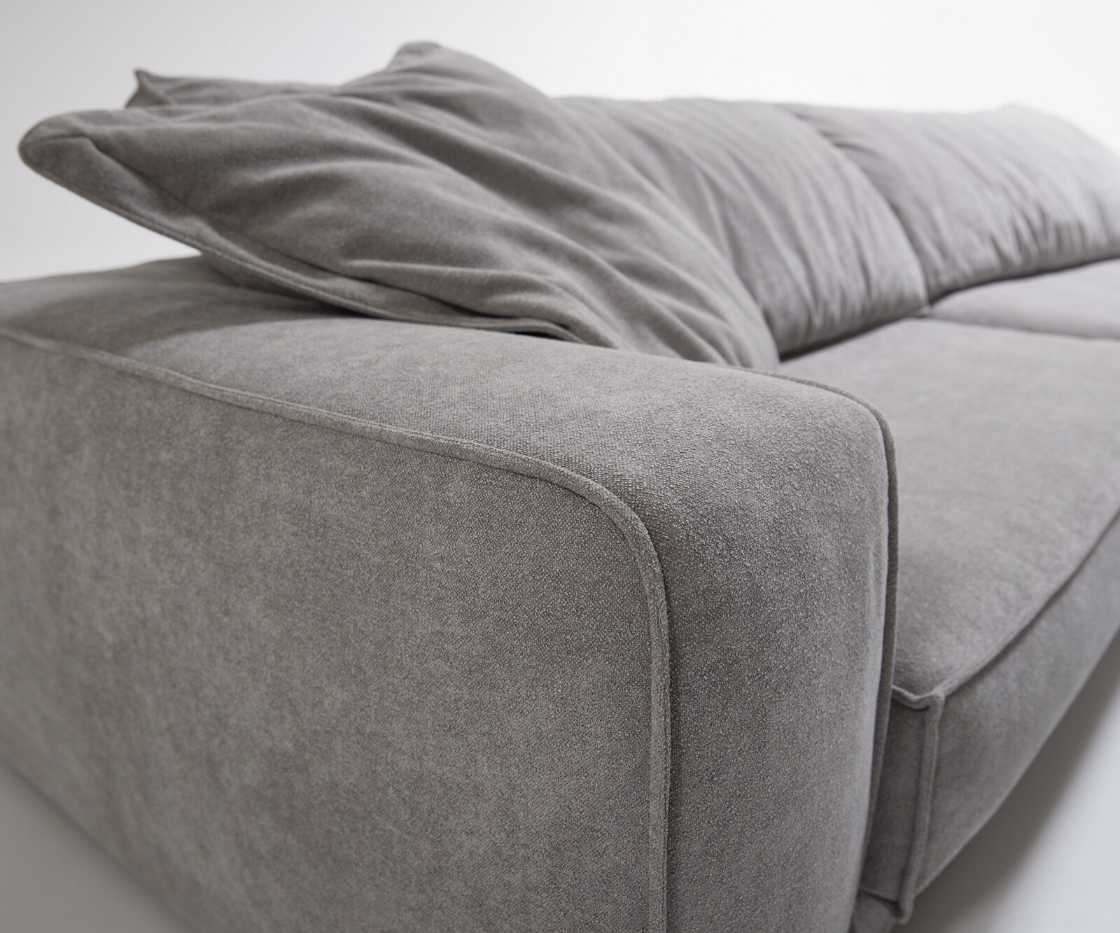 Голям диван Snoosh 400x150 cm текстурирана тъкан меко сиво Recamiere дясно 6