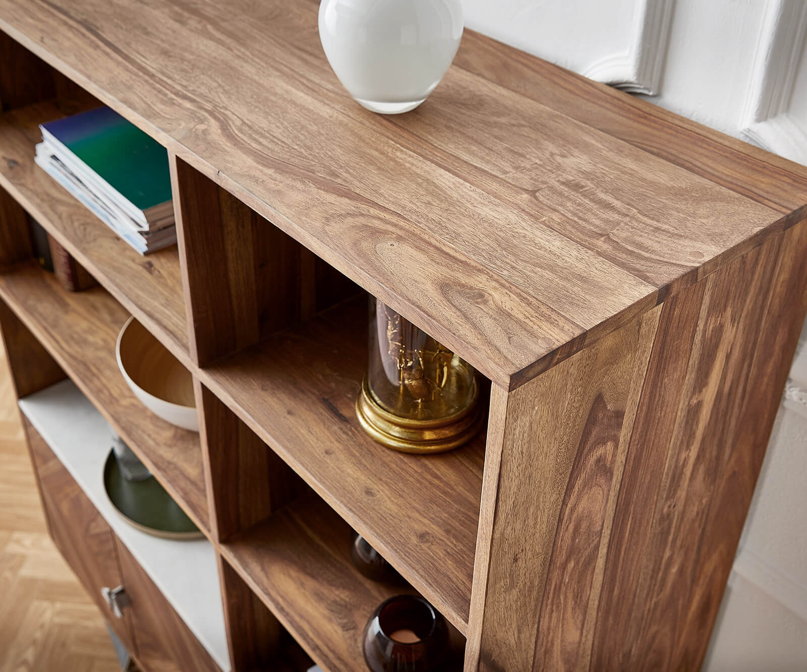 Висока дъска Pacino 115 cm Sheesham естествен камък топ бял мрамор 4