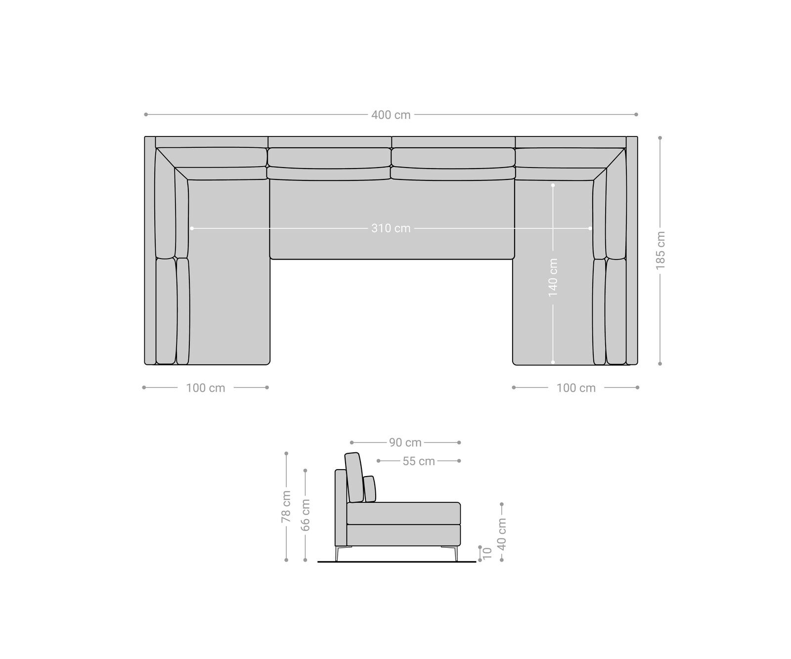  XL 400x185 cm Имитация на кожа Винтидж Антрацит Elio 5