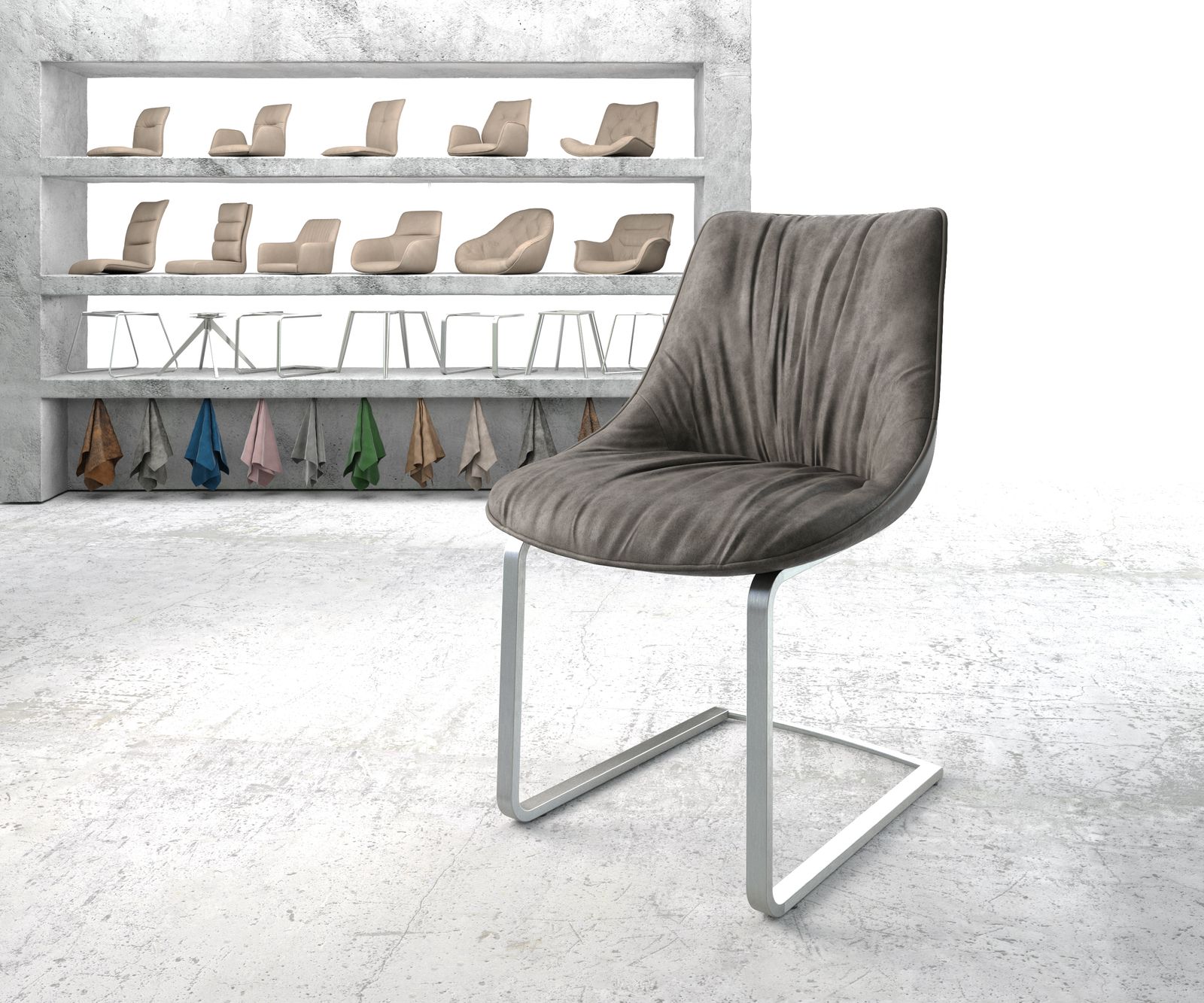 Въртящ се стол Elda-Flex антрацит винтидж конзола плоска неръждаема стомана 1