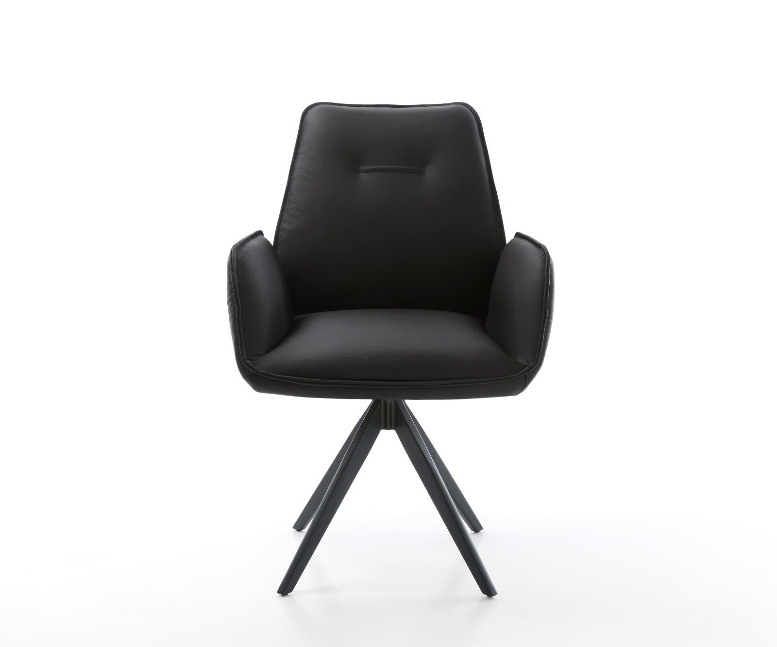 Врътящ се стол Естествена кожа Черен Конус крак  Черен 180° въртящ се Zoa-Flex 1