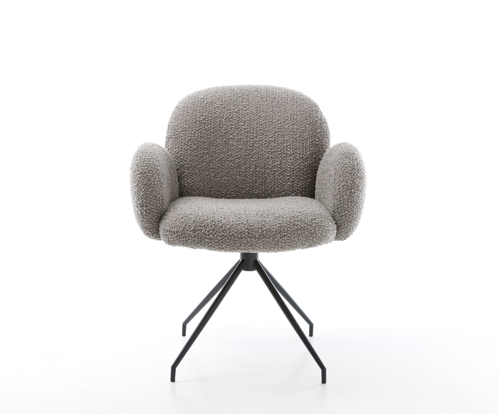 Врътящ се стол с подлакътници Букле СребристСив Конус крак кръгъл Черен 180° въртящ се Покет пружина Nube-Flex 1