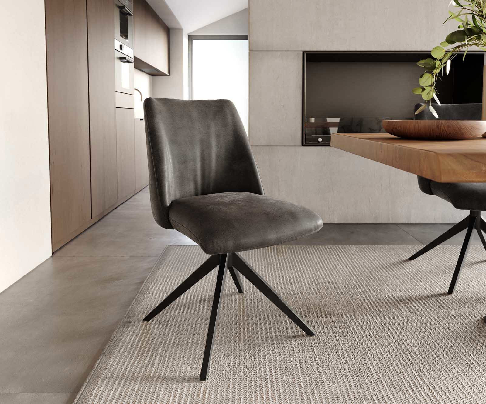 Врътящ се стол Антрацит Винтидж Конус крак плосък Черен 360° въртящ се Покет пружина Elso-Flex Врътящ се стол Антрацит Винтидж Конус крак плосък Черен 360° въртящ се Покет пружина Elso-Flex