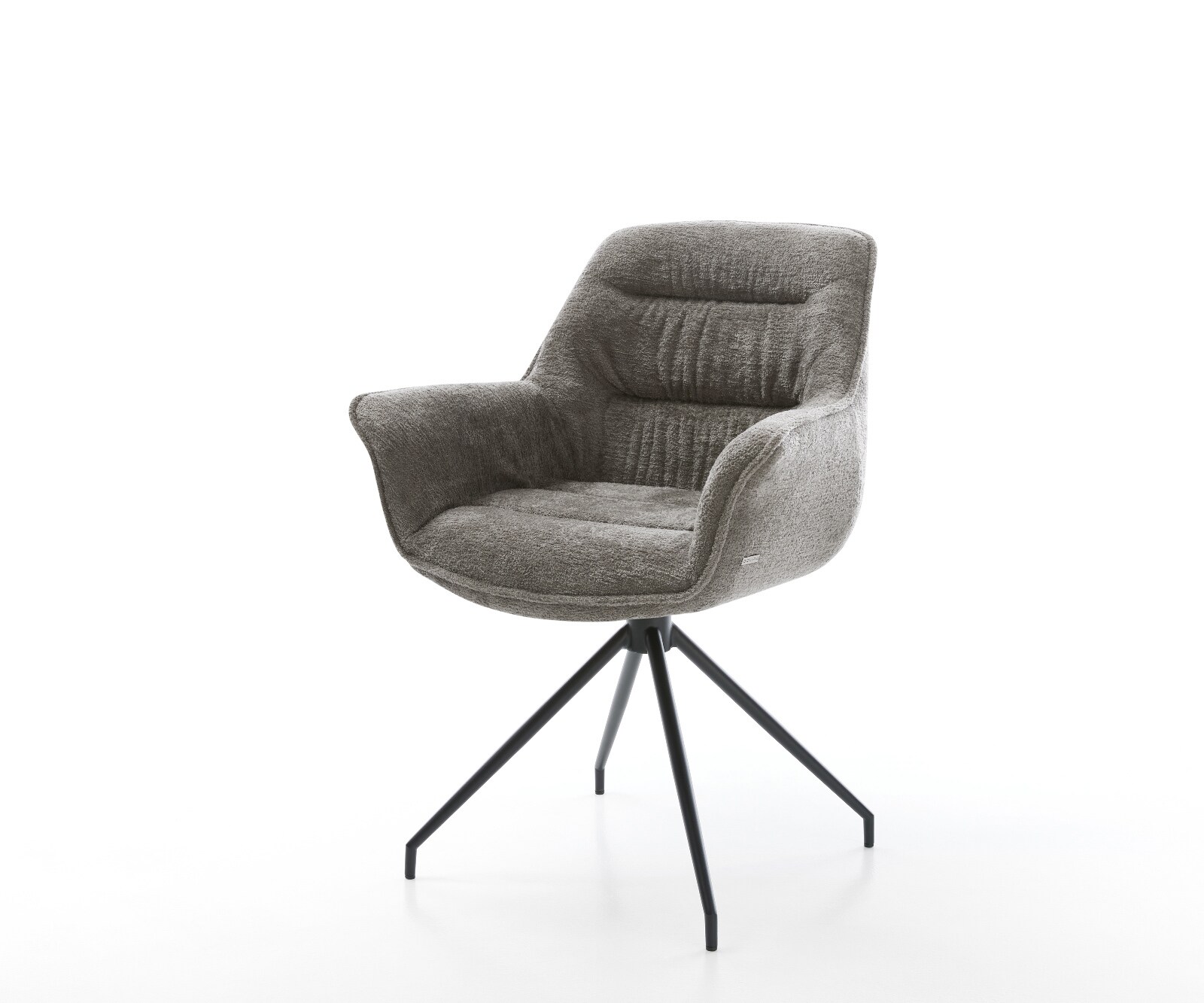 Трапезен стол Kaira-Flex Bouclé Soft Mud Кръстосана рамка конична черна