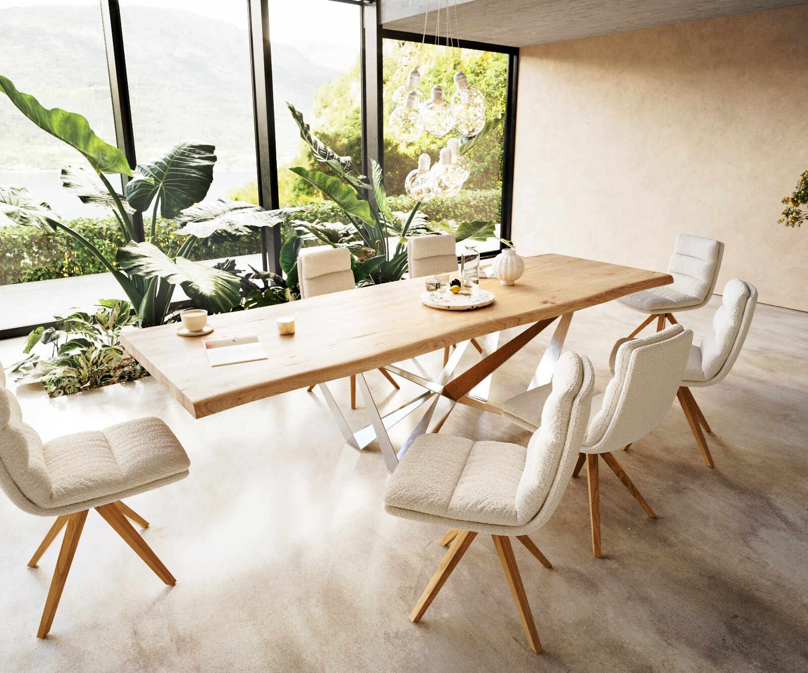 Маса 300x100 Дъб Натурал Spider плоска стомана Неръждаема стомана Edge 5