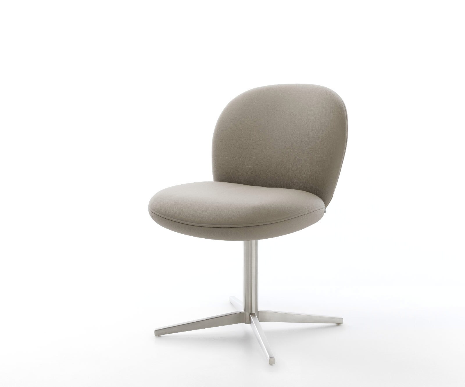 Врътящ се стол Естествена кожа Сиво-Кафяв Офис основа Неръждаема стомана 360° въртящ се Покет пружина Nube-Flex 1