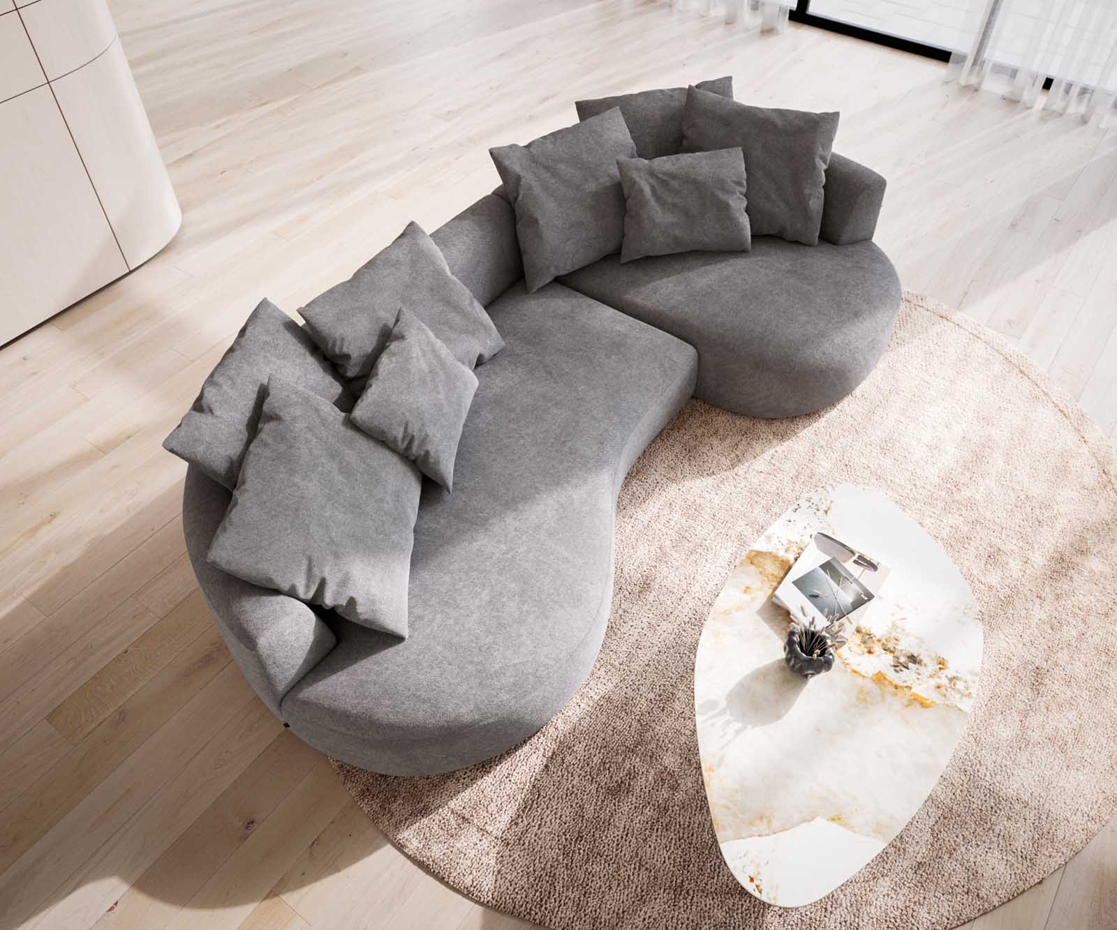 Диван Edina 330x170 cm микрофибър сив 3 Диван Edina 330x170 cm микрофибър сив 3