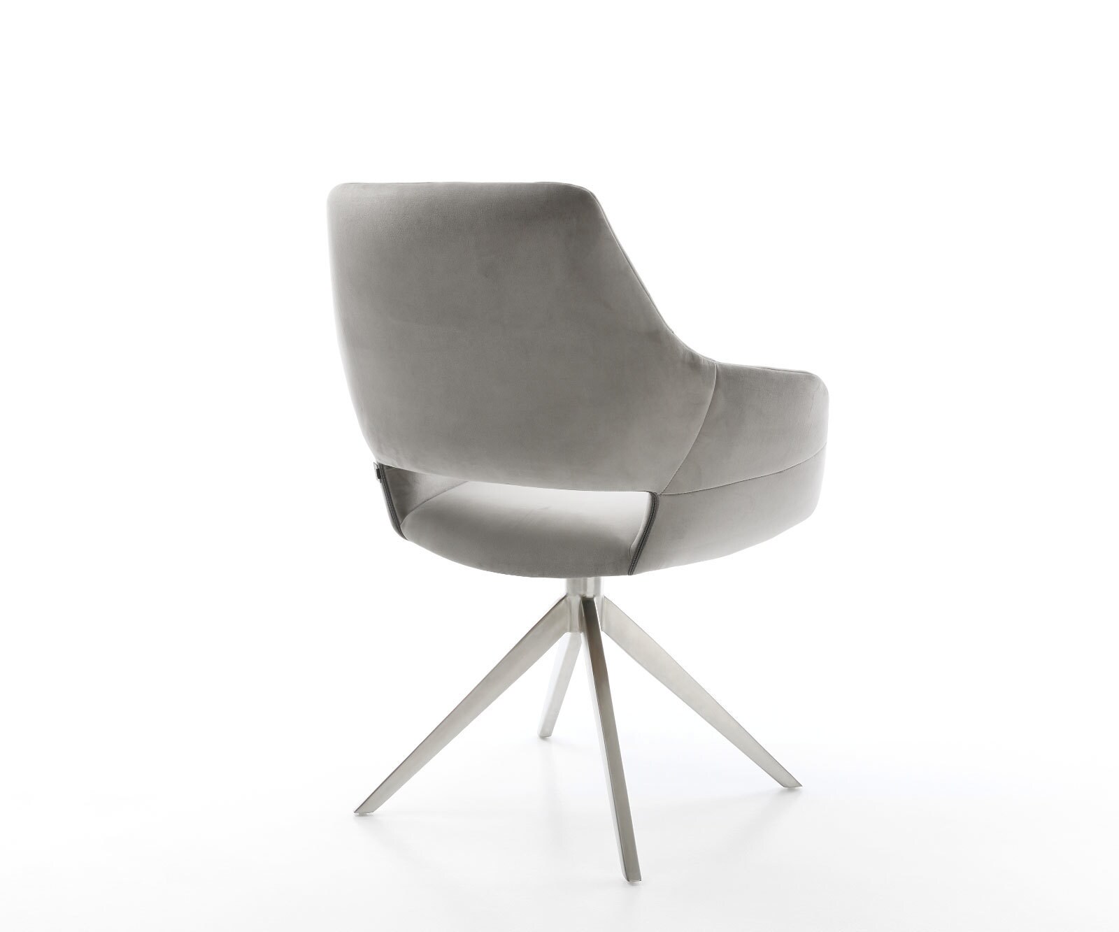 Yago-Flex въртящ се стол с подлакътници, Кадифено сив, Кръстосана рамка широка, Неръждаема стомана, 360° въртене, Люлееща се функция, Ядро от джобни пружини 4