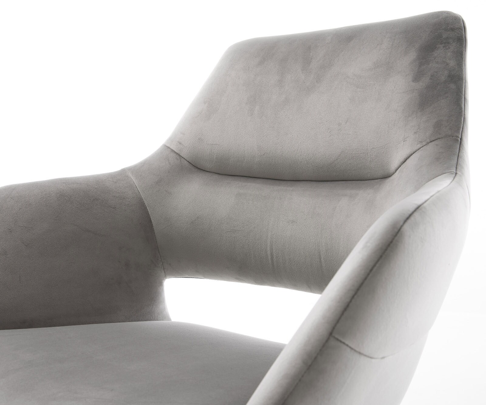 Yago-Flex въртящ се стол с подлакътници, Кадифено сив, Кръстосана рамка широка, Неръждаема стомана, 360° въртене, Люлееща се функция, Ядро от джобни пружини 3