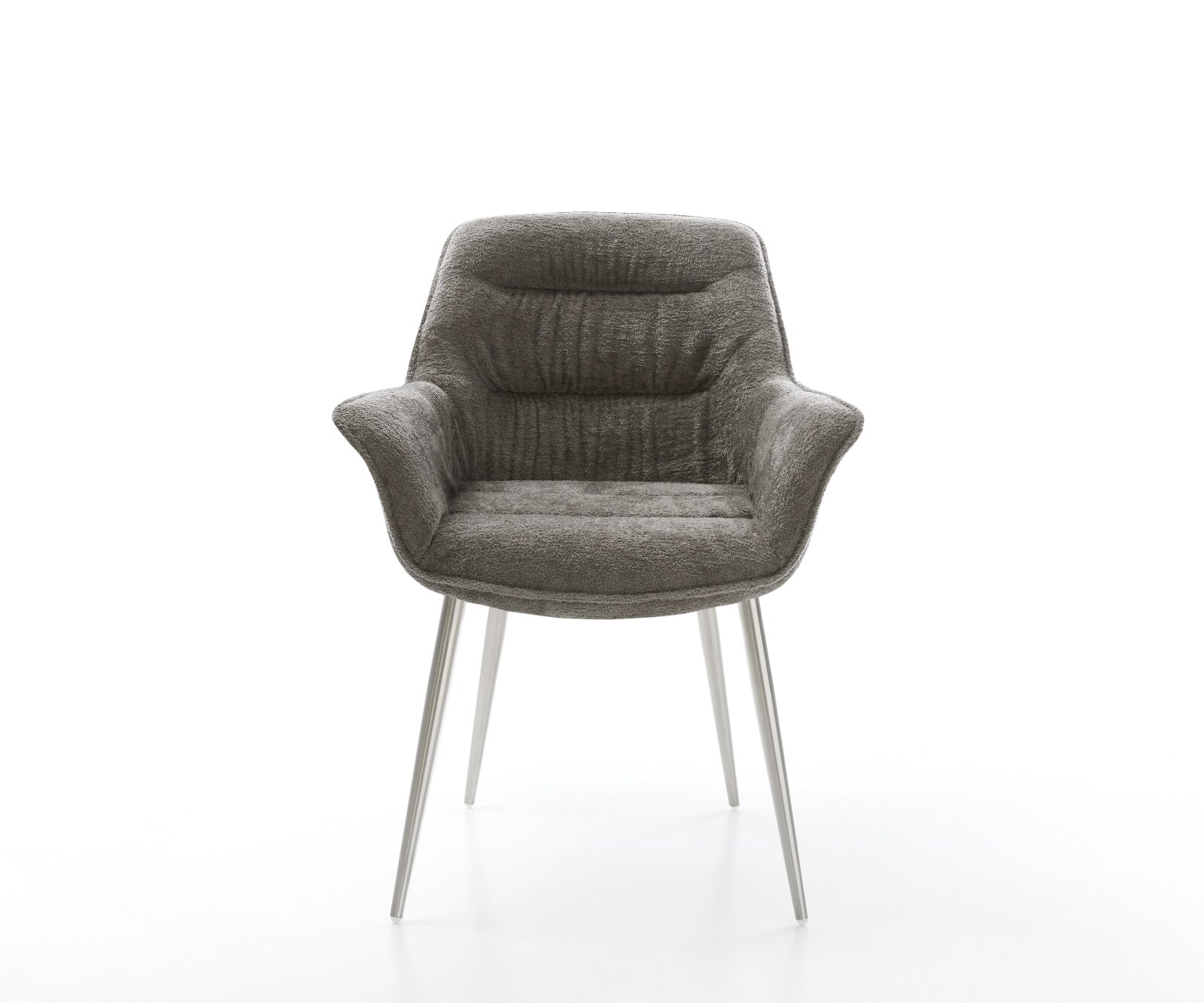 Трапезен стол Kaira-Flex Bouclé Soft Mud 4-футов конусен от неръждаема стомана 1