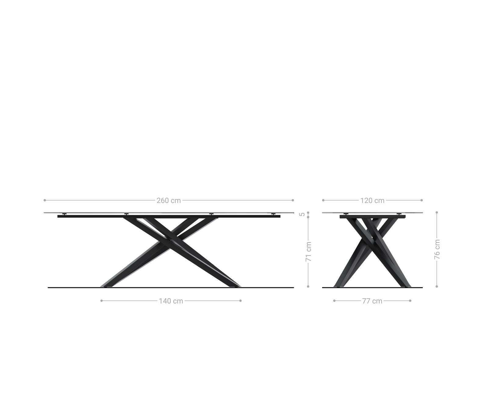 Трапезна маса Edge Boot 260x120 см, керамика Laminam „®“, „Nero Greco“, антрацит, кръстообразна рамка, правоъгълна, неръждаема стомана 7