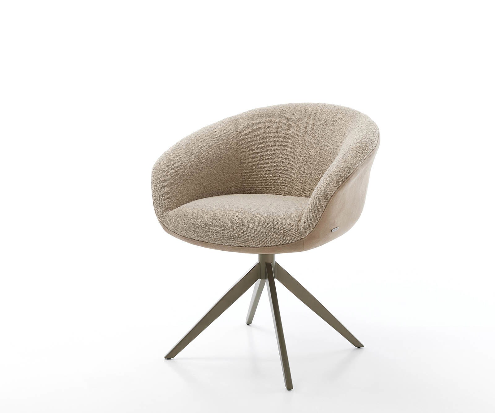 Врътящ се стол с подлакътници Комбинация от дамаски Сиво-Кафяв Конус крак плосък  Titan 360° въртящ се Покет пружина Vinka-Flex