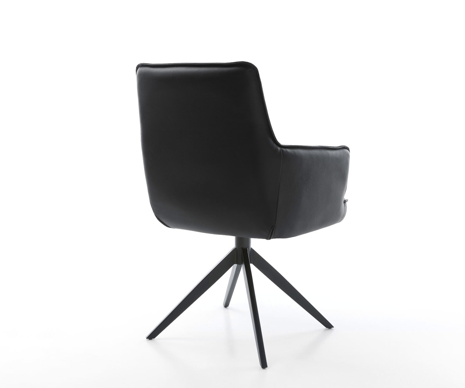 Въртящ се стол Heira-Flex с подлакътници Естествена кожа Черно Кръстосана рамка широка Черно 360° завъртане Люлееща се функция Ядро от джобни пружини 5