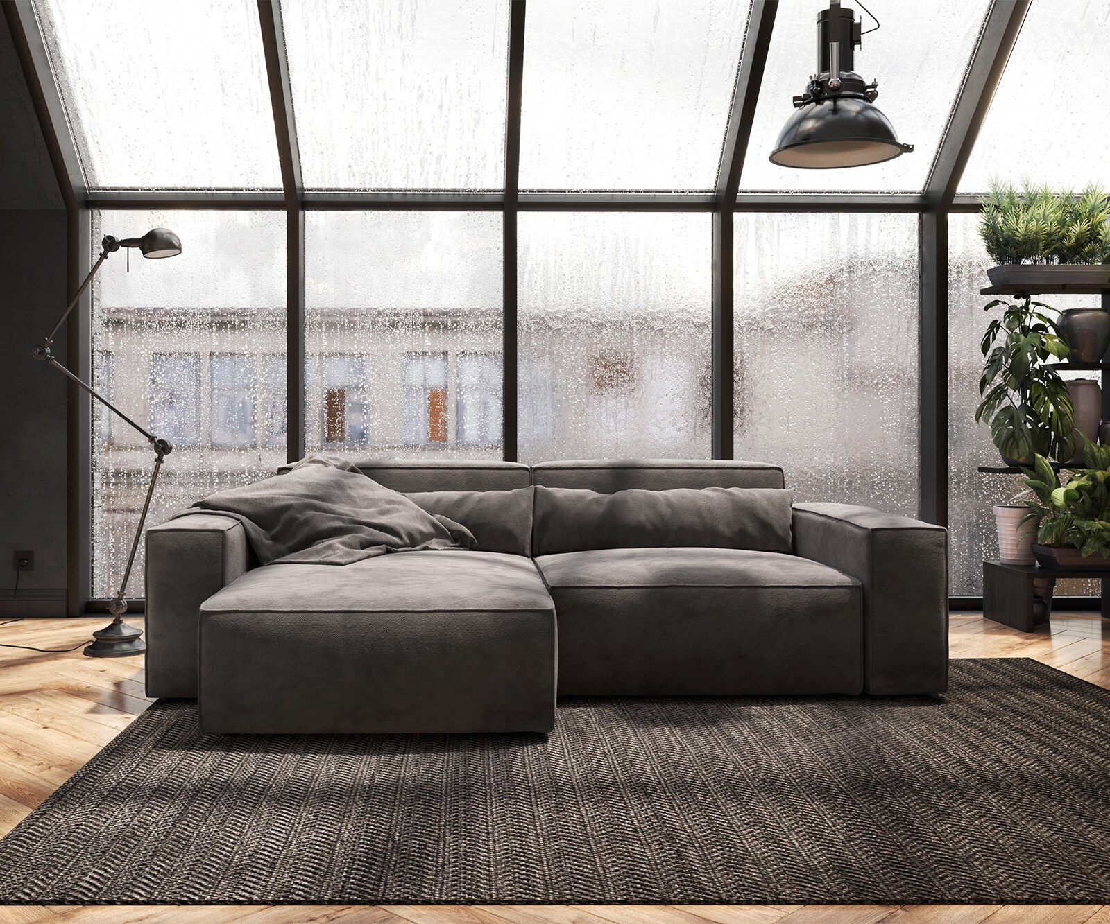 Ъглов диван L 260x160 cm Микрофибър КакиКафяв Варианти лежанка Sirpio 2