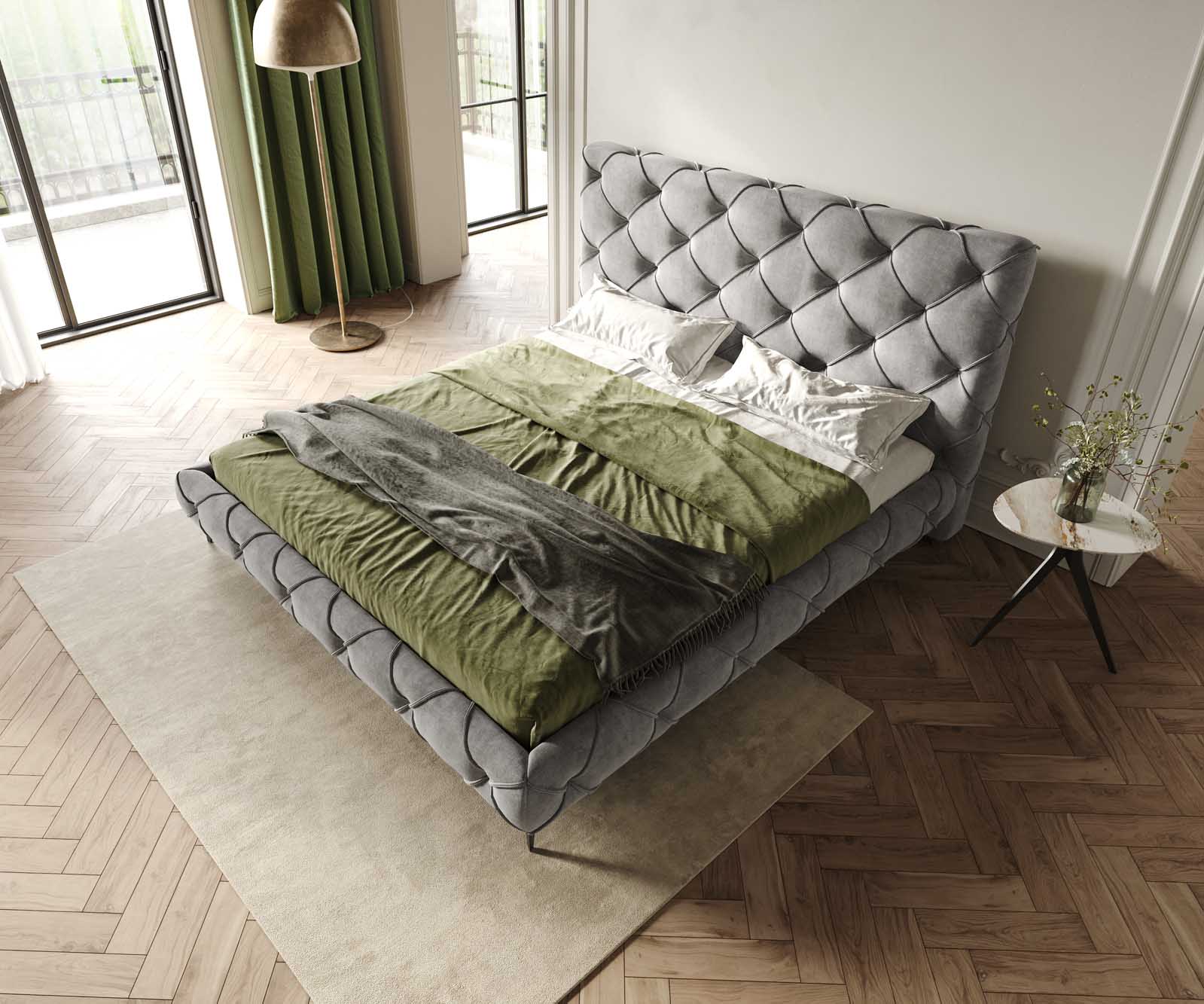 Тапицирано легло Nayara 180x200 cm, микрофибър, сива 4