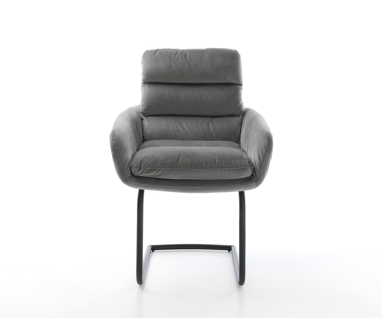 Люлеещ стол с подлакътници Кадифе Сив Конзолен крак кръгъл Черен Abelia-Flex 1