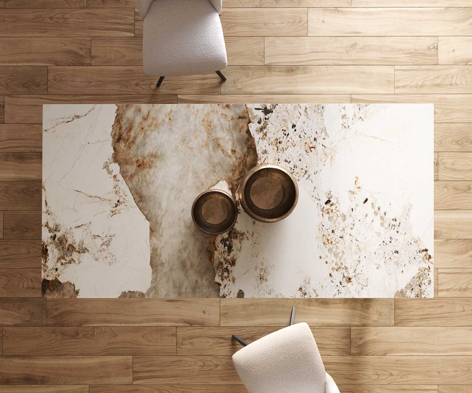 Маса 200x100 Keramik Minas Melange Бял-Бежов V-Рамка плоска стомана Черен Edge 6 Маса 200x100 Keramik Minas Melange Бял-Бежов V-Рамка плоска стомана Черен Edge 6