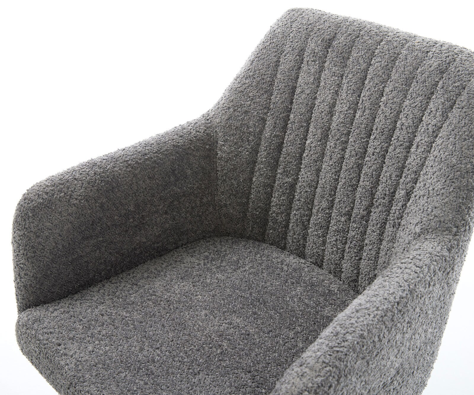 Въртящ се стол Pejo-Flex Bouclé сив Графитна основа Въртене на 360° Люлееща се функция Ядро от джобни пружини 4