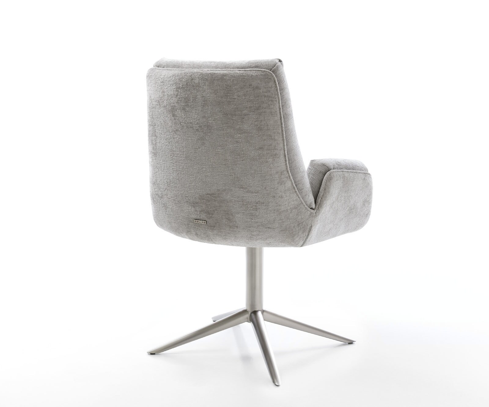 Въртящ се стол Clea-Flex шенил сребристо-сива основа неръждаема стомана 360° въртяща се люлееща се функция 4