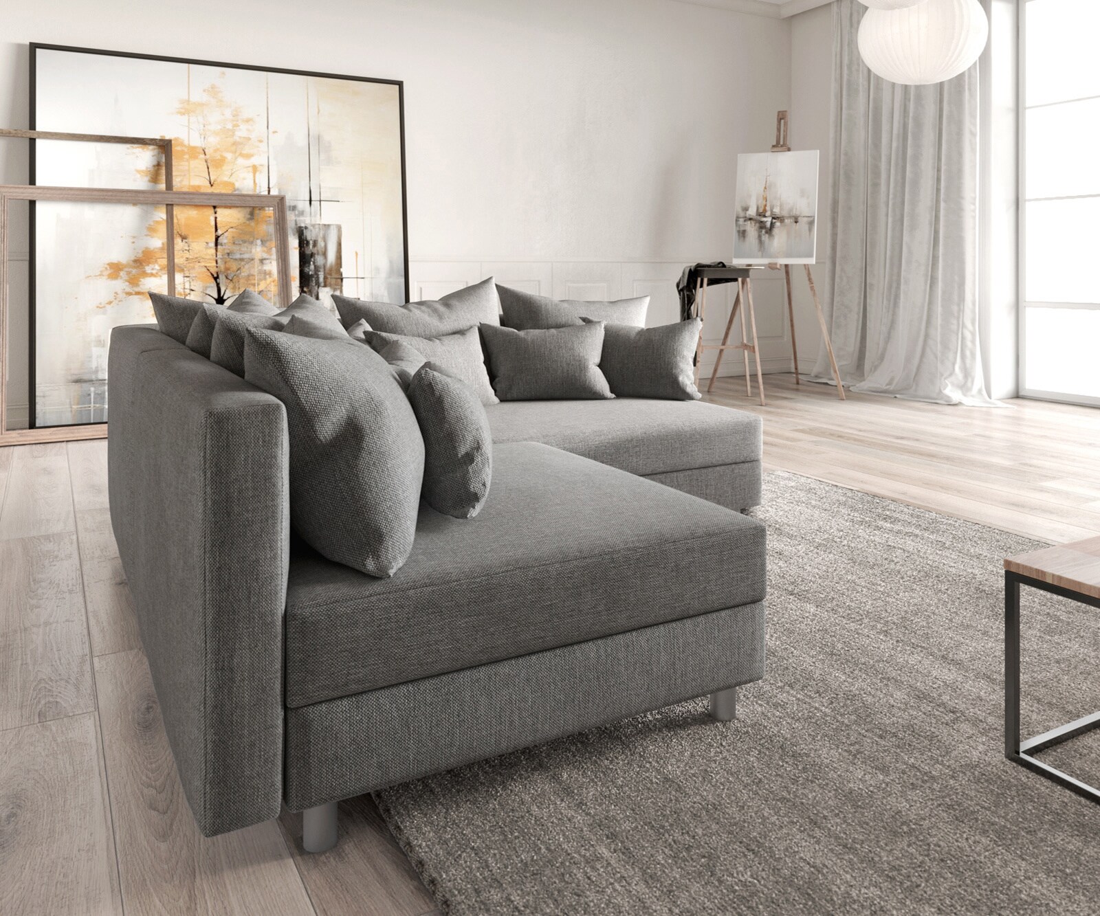 Ъглов диван Кафяв античен вид модулна лежанка дясна Clovis 5 Ъглов диван Кафяв античен вид модулна лежанка дясна Clovis 5