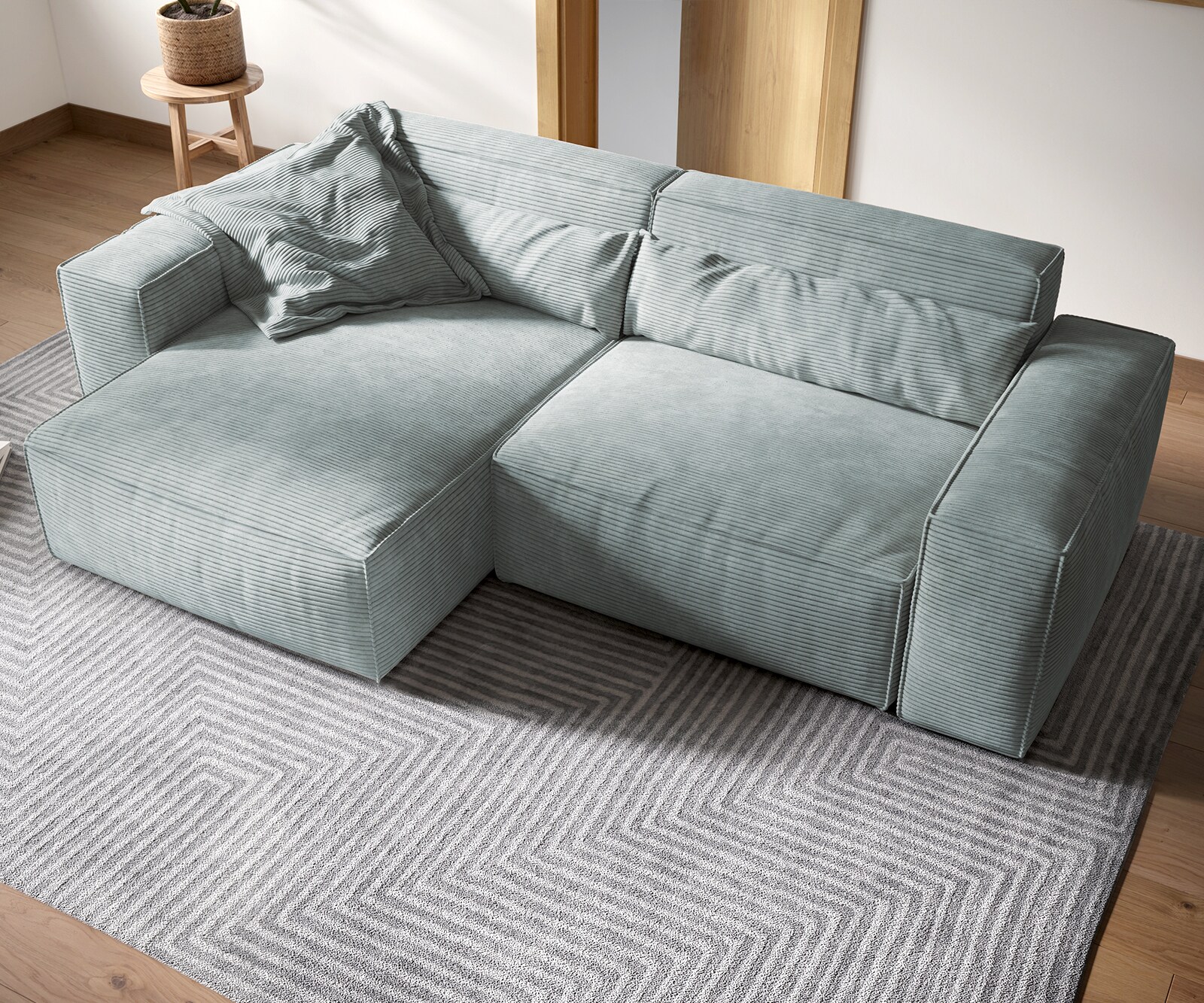 Ъглов диван XL 270x170 cm Корд Пастеленосин Варианти лежанка Sirpio 4