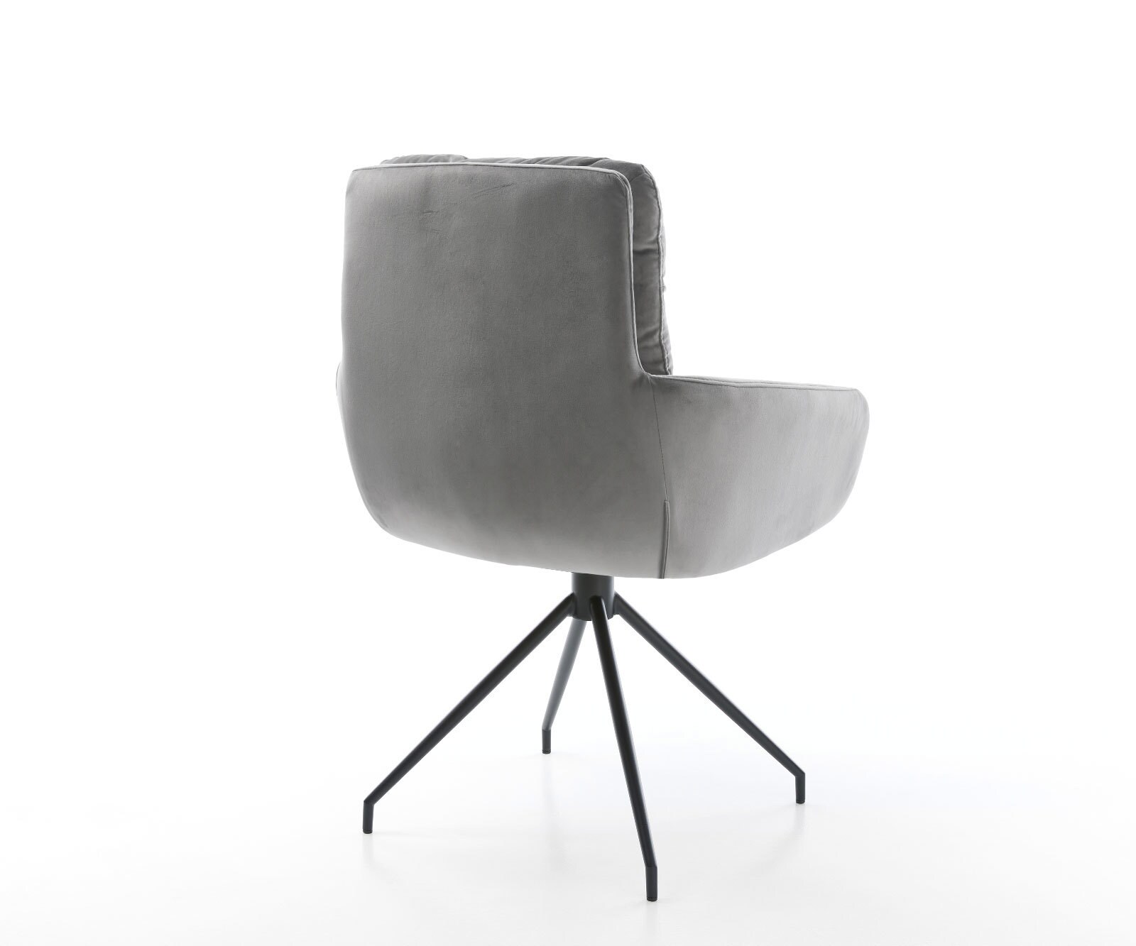 Врътящ се стол с подлакътници Кадифе Сив Конус крак кръгъл Черен 180° въртящ се Abelia-Flex 5