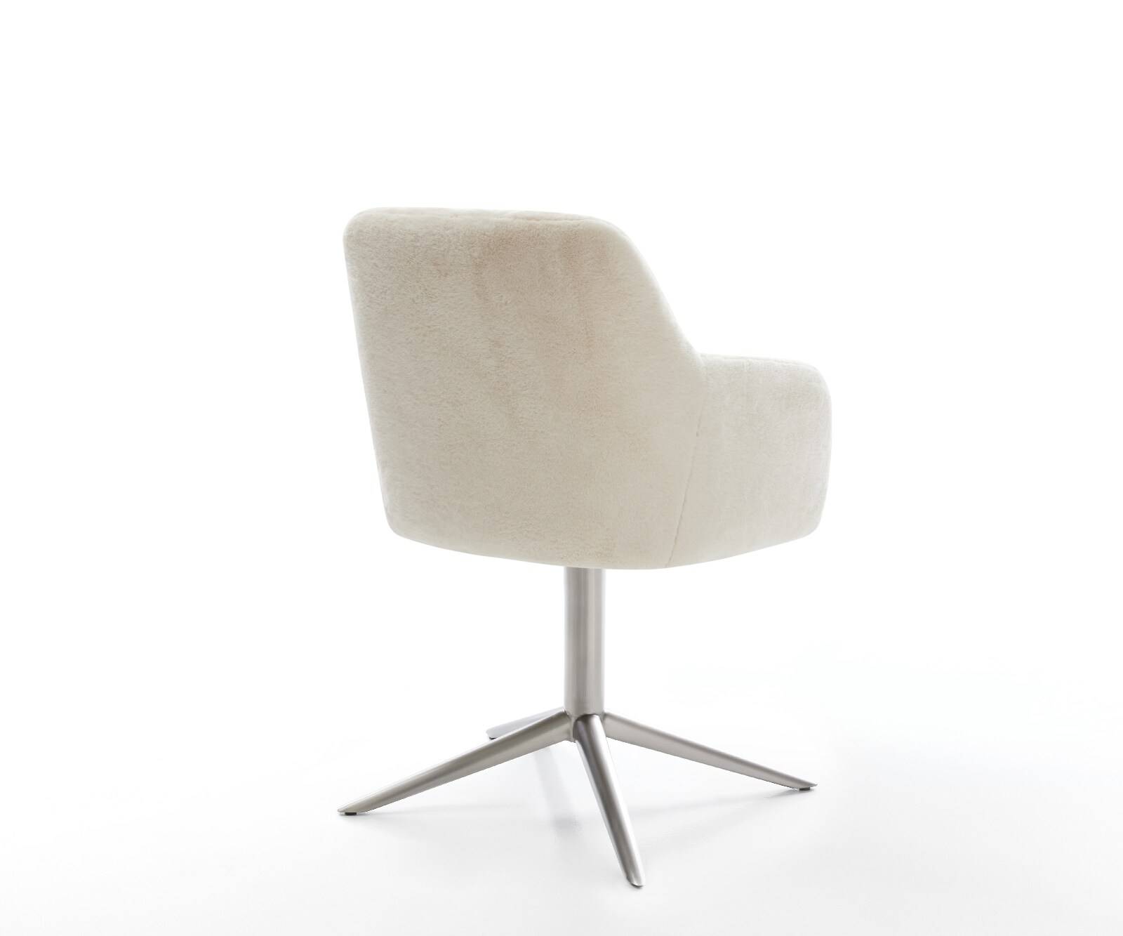 Въртящ се стол Greg-Flex плюшена кремаво-бяла основа неръждаема стомана 360° въртяща се люлееща се функция сърцевина от джобни пружини 4