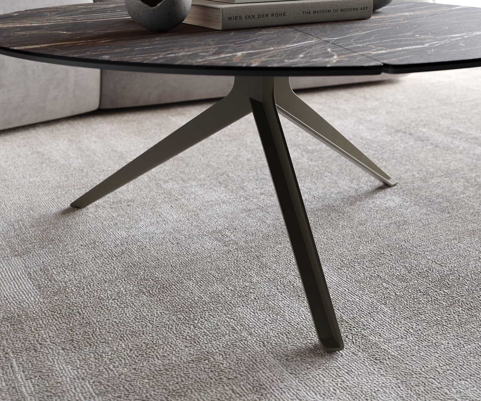 Холна маса 90x90 cm Керамика Laminam®Noir Desir Кафяв Кръстосана основа Метал Ефектен финиш Titan Delron 5