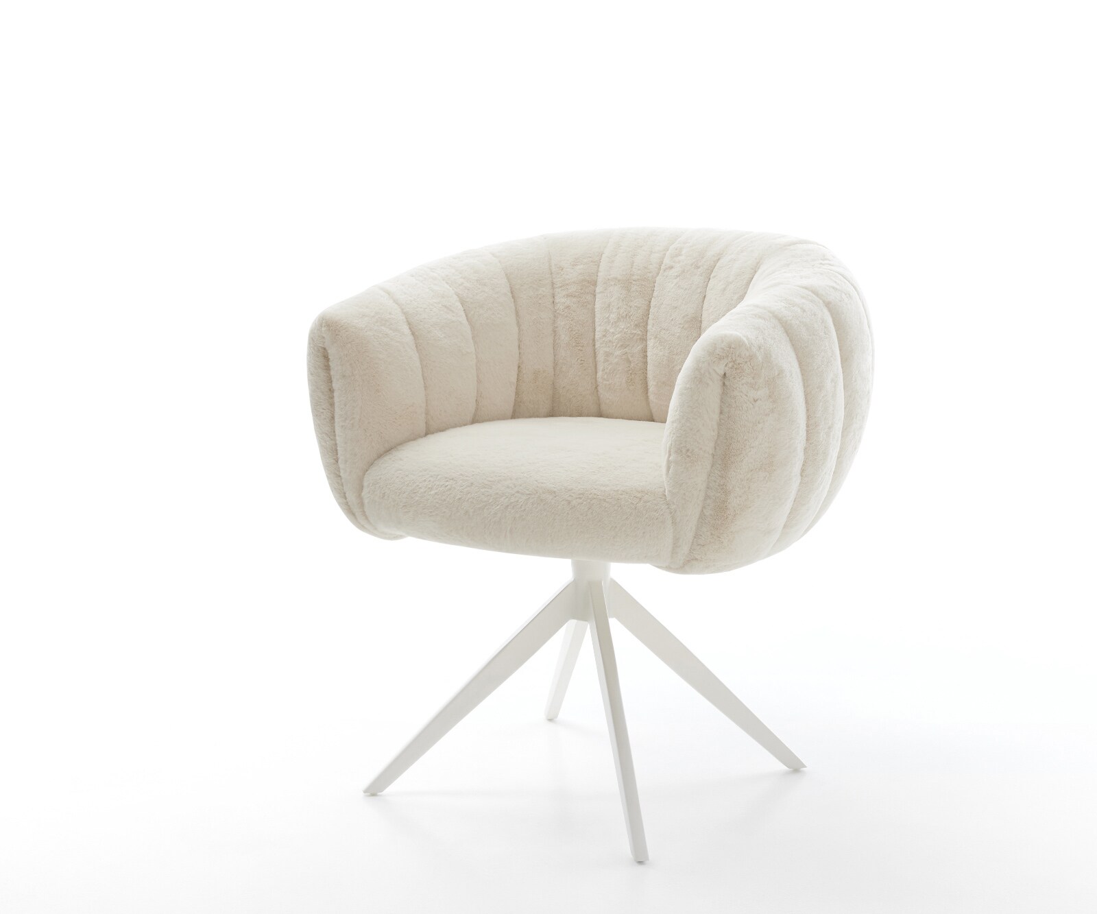 Въртящ се стол Jada-Flex плюш кремаво-бял Кръстосана рамка широка бяла 360° въртене Люлееща се функция Ядро от джобни пружини