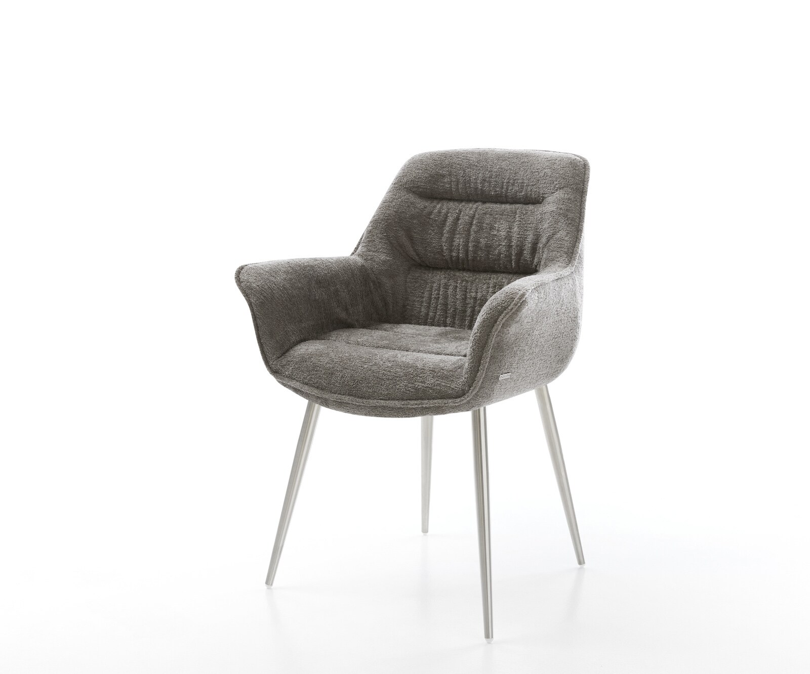 Трапезен стол Kaira-Flex Bouclé Soft Mud 4-футов конусен от неръждаема стомана