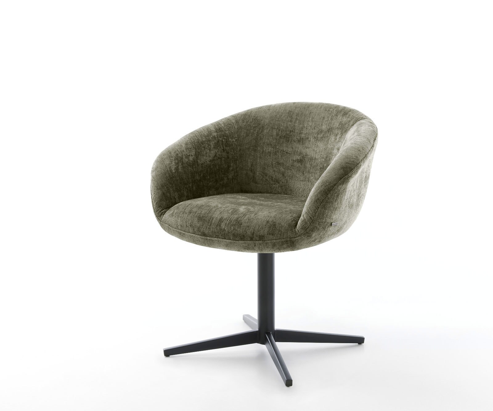 Врътящ се стол с подлакътници Шенил Маслина Офис основа Черен 360° въртящ се Покет пружина Vinka-Flex 1